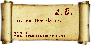Lichner Boglárka névjegykártya