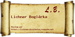 Lichner Boglárka névjegykártya